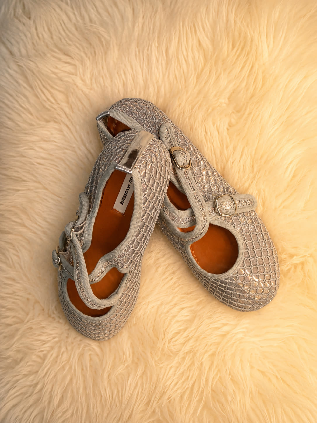 Embroidered Mesh Mary Jane Flats