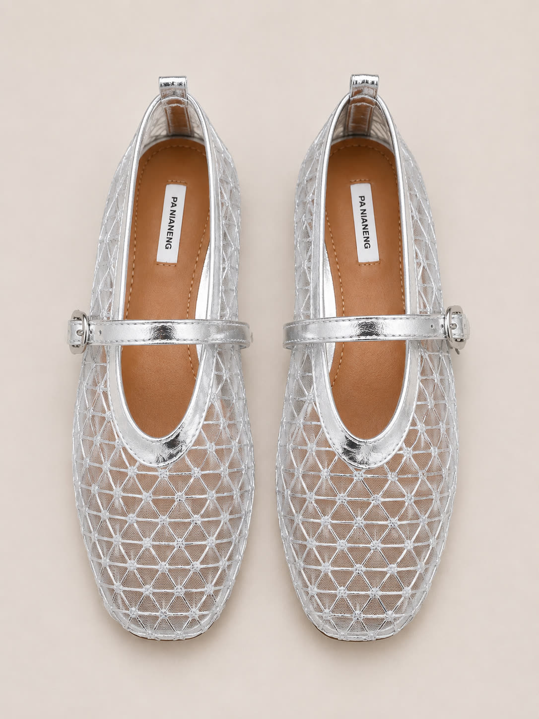 Metallic Mesh Mary Jane Flats