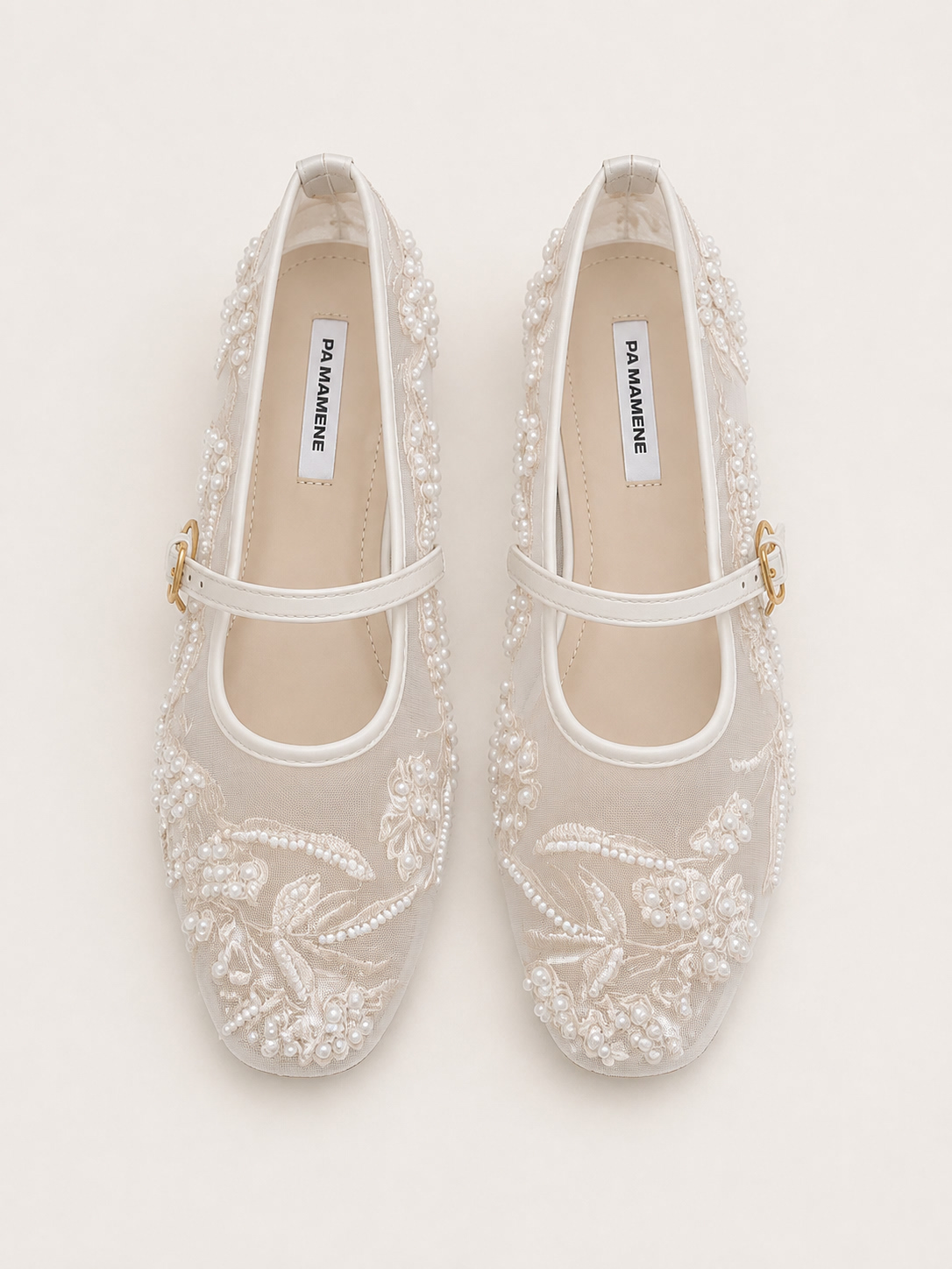 Embellished Sheer Mesh Mary Jane Flats