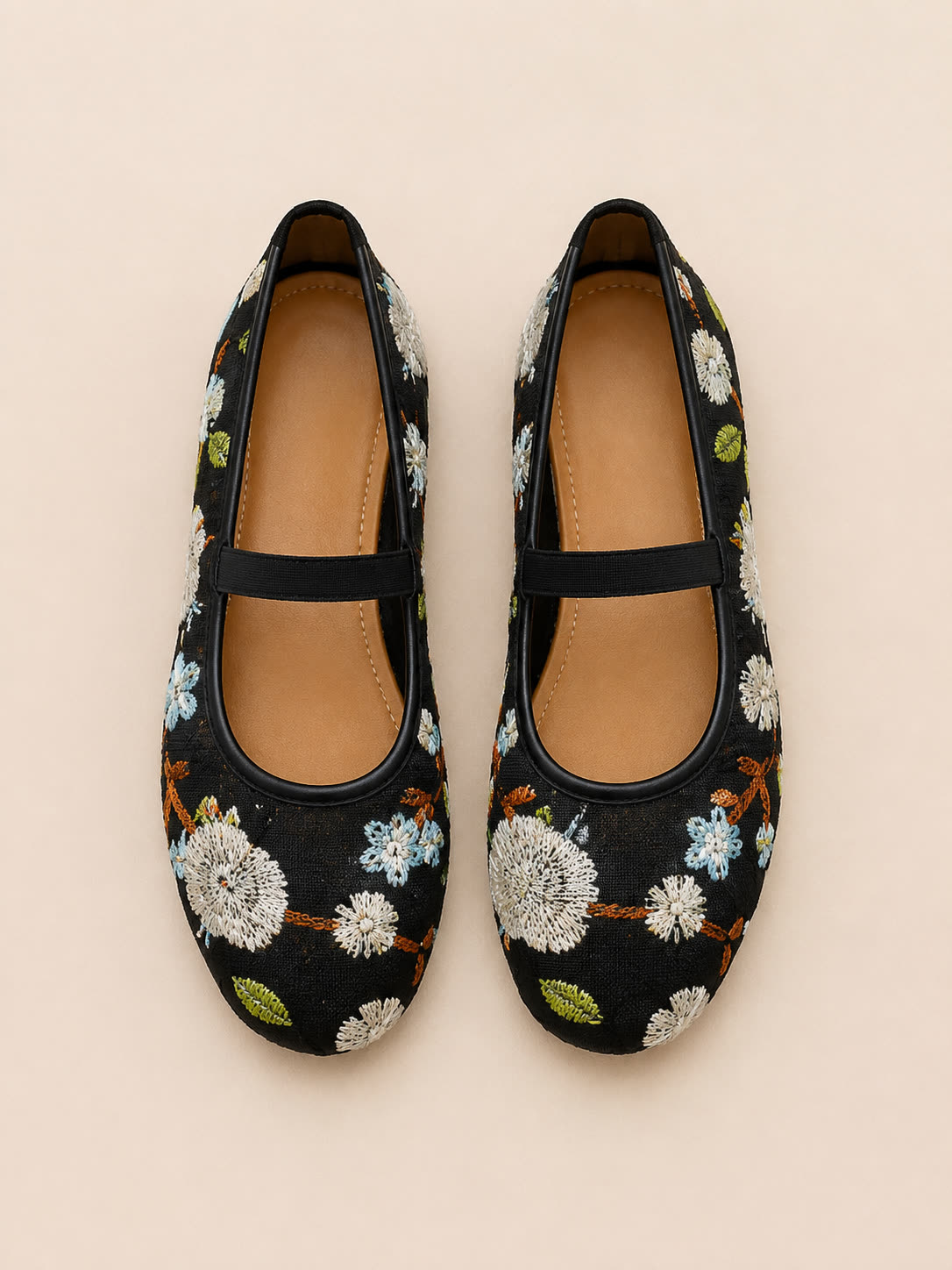 Floral Embroidered Mary Jane Flats