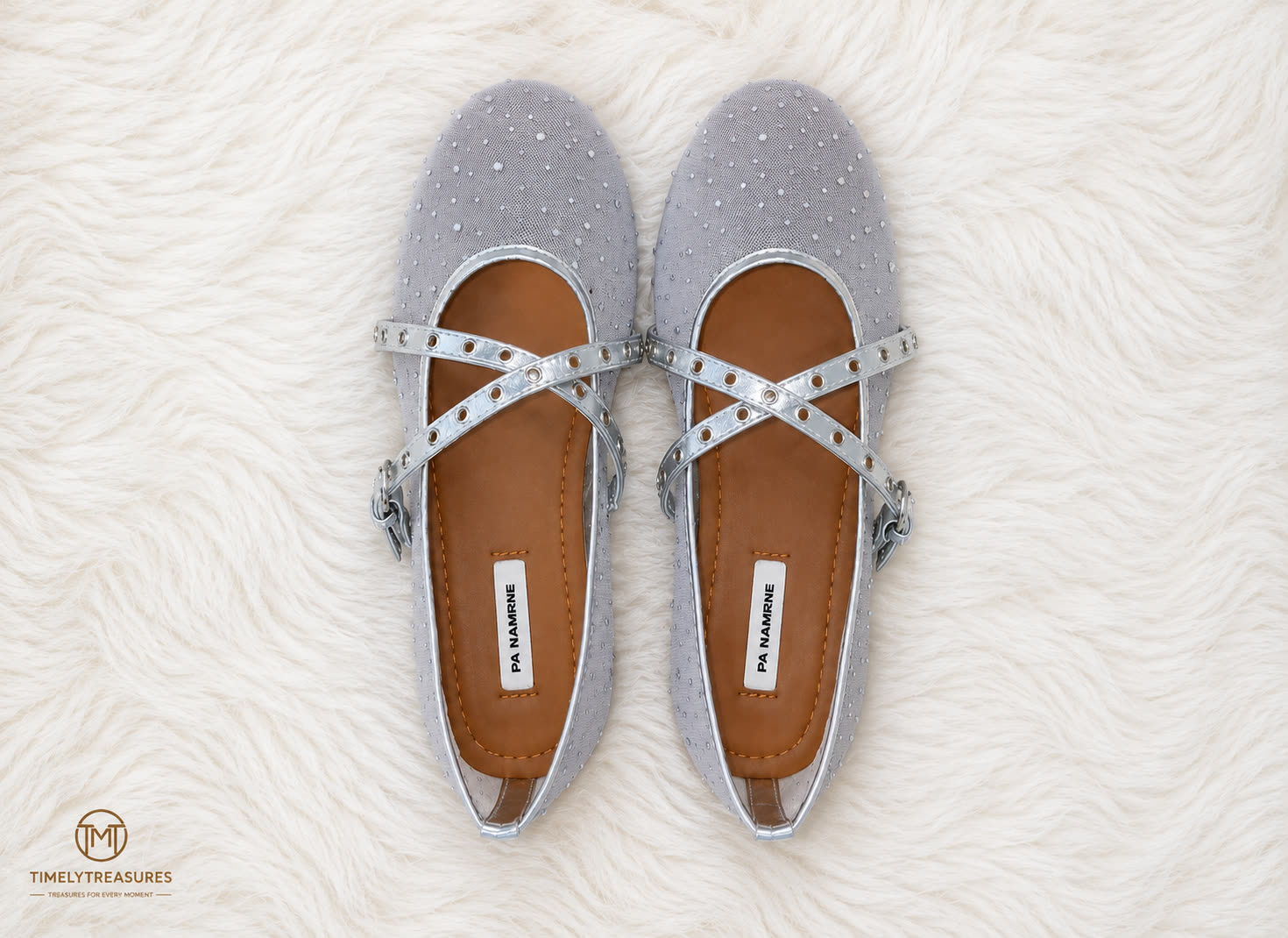 Rhinestone Sheer Mesh Mary Jane Flats