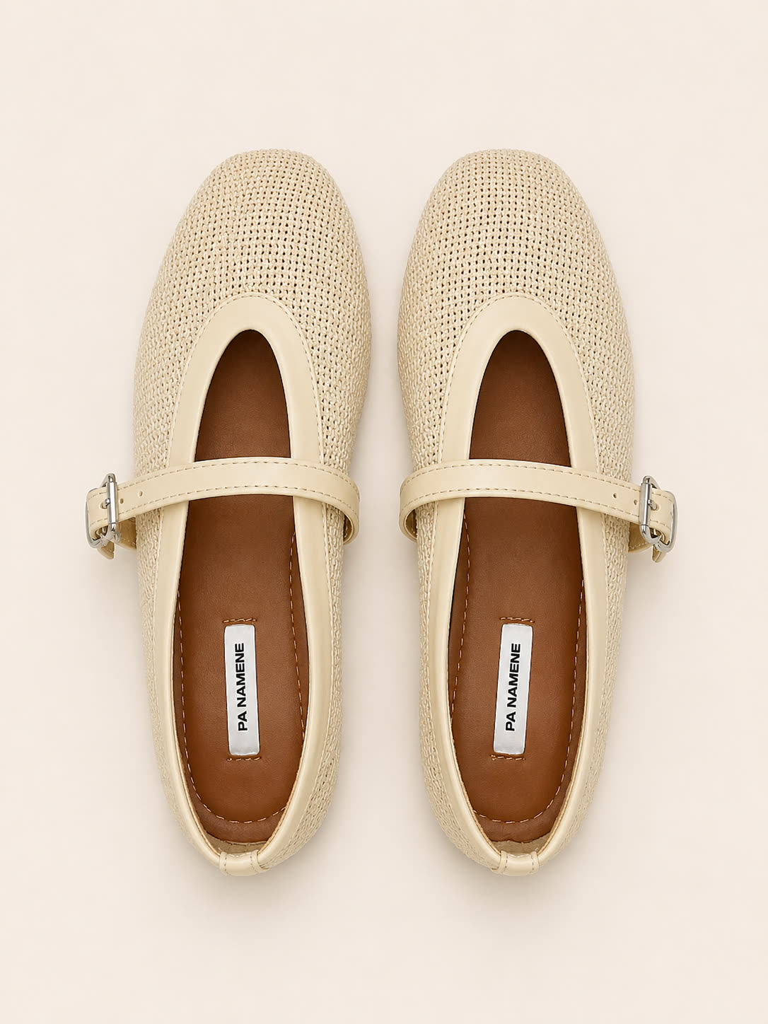 Cream Woven Mary Jane Flats