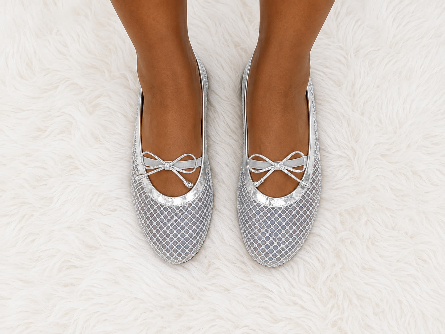 Sheer Mesh Bow Mary Jane Flats