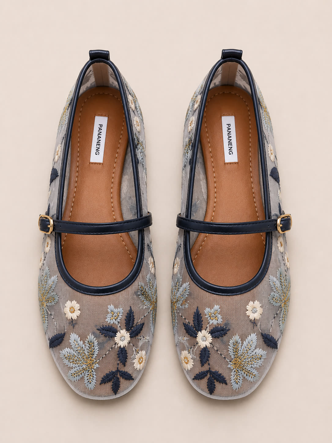 Floral Embroidered Mary Jane Flats