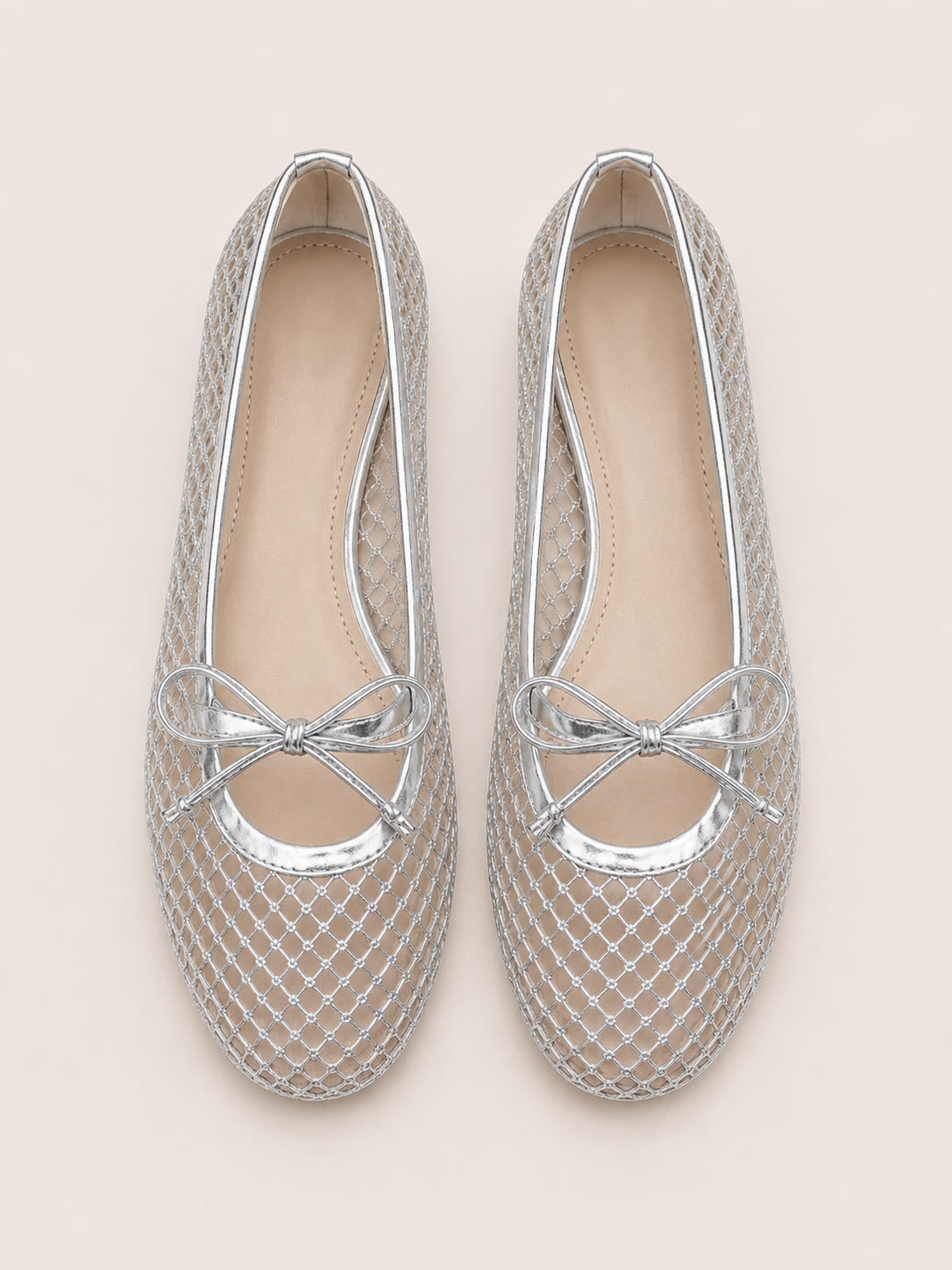 Sheer Mesh Bow Mary Jane Flats